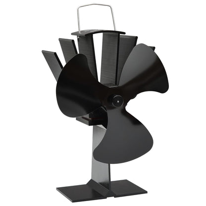 Fireplace fan, 3 blades, black, non-electric, heat-powered
