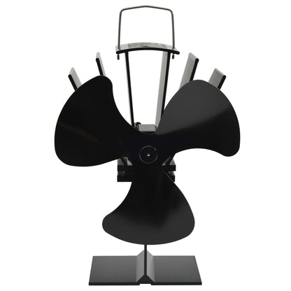 Fireplace fan, 3 blades, black, non-electric, heat-powered