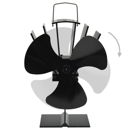 Fireplace fan, 3 blades, black, non-electric, heat-powered