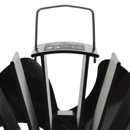 Fireplace fan, 3 blades, black, non-electric, heat-powered
