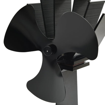 Fireplace fan, 3 blades, black, non-electric, heat-powered