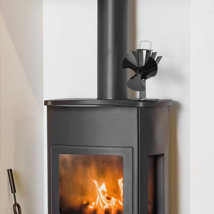 Fireplace fan, 3 blades, black, non-electric, heat-powered