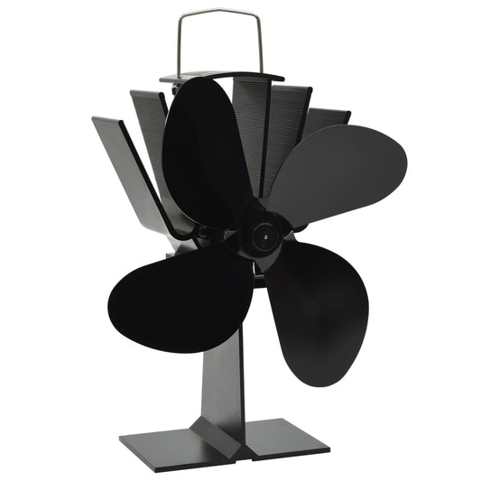 Kaminofen Ventilator Ofenventilator 4 Blätter Schwarz stromlos Wärmeverteiler