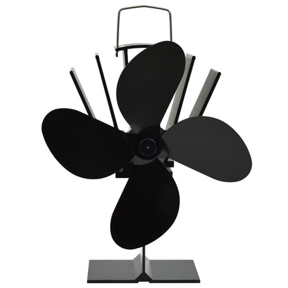 Fireplace stove fan, 4 blades, black, non-electric, heat distributor