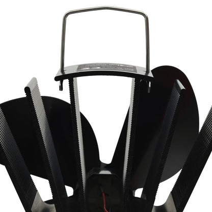Fireplace stove fan, 4 blades, black, non-electric, heat distributor