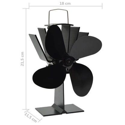 Fireplace stove fan, 4 blades, black, non-electric, heat distributor