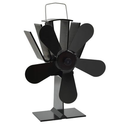 Fireplace fan, 5 blades, black, non-electric, heat distributor