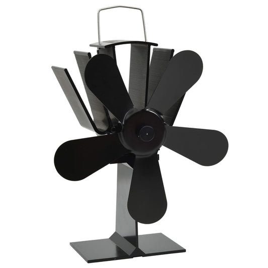 Kaminofen Ventilator Kaminventilator 5 Blätter Schwarz stromlos Wärmeverteiler
