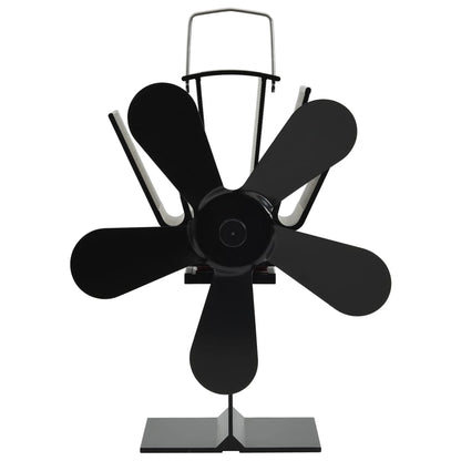 Fireplace fan, 5 blades, black, non-electric, heat distributor
