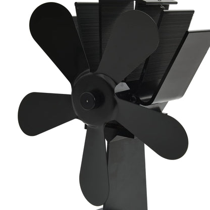 Fireplace fan, 5 blades, black, non-electric, heat distributor
