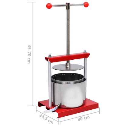 Obstpresse Weinpresse Saftpresse Fruchtpresse Edelstahl 6 L