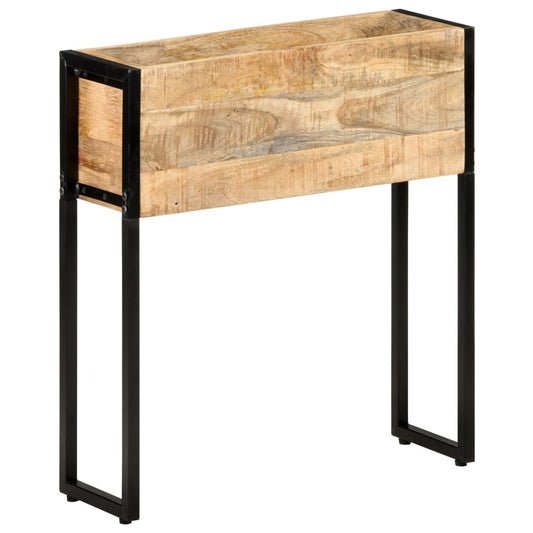 Hochbeet Pflanzkübel 60x20x68 cm Mangoholz Holz Stahlgestell Garten-Beet Blumenkübel