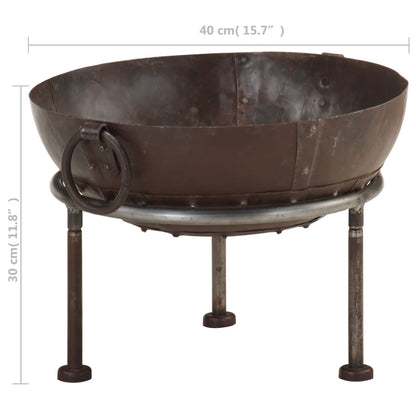 Fire bowl Ø 40 cm x 30 cm Brown Rustic Iron Fire Pit Shabby Chic Fire Pit