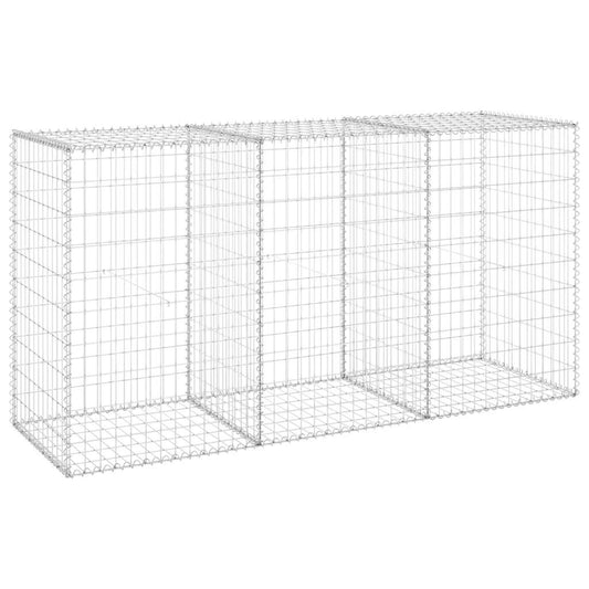 Gabionenwand mit Abdeckung Verzinkter Stahl 200x60x100 cm Zaun Steinmauer