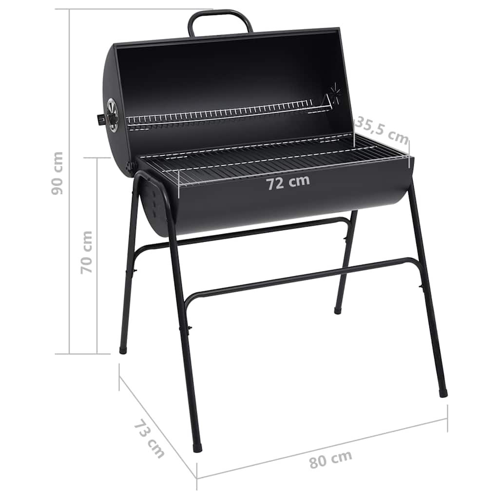 Grill mit 2 Grillrosten Schwarz tragbarer BBQ Grill 80x95x90 cm Stahl
