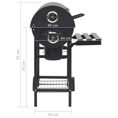 Holzkohlegrill Grillwagen mit Deckel Seitenablage Warmhalterost BBQ