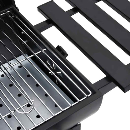 Holzkohlegrill Grillwagen mit Deckel Seitenablage Warmhalterost BBQ
