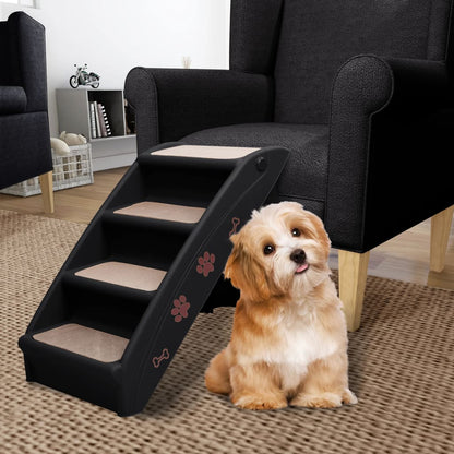 Hundetreppe Klappbar Schwarz 62x40x49,5 cm Haustiertreppe Aufstiegshilfe 75 kg