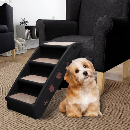 Hundetreppe Klappbar Schwarz 62x40x49,5 cm Haustiertreppe Aufstiegshilfe 75 kg