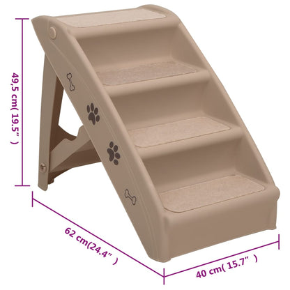 Hundetreppe Klappbar Braun 62x40x49,5 cm Haustiertreppe Aufstiegshilfe 75 kg
