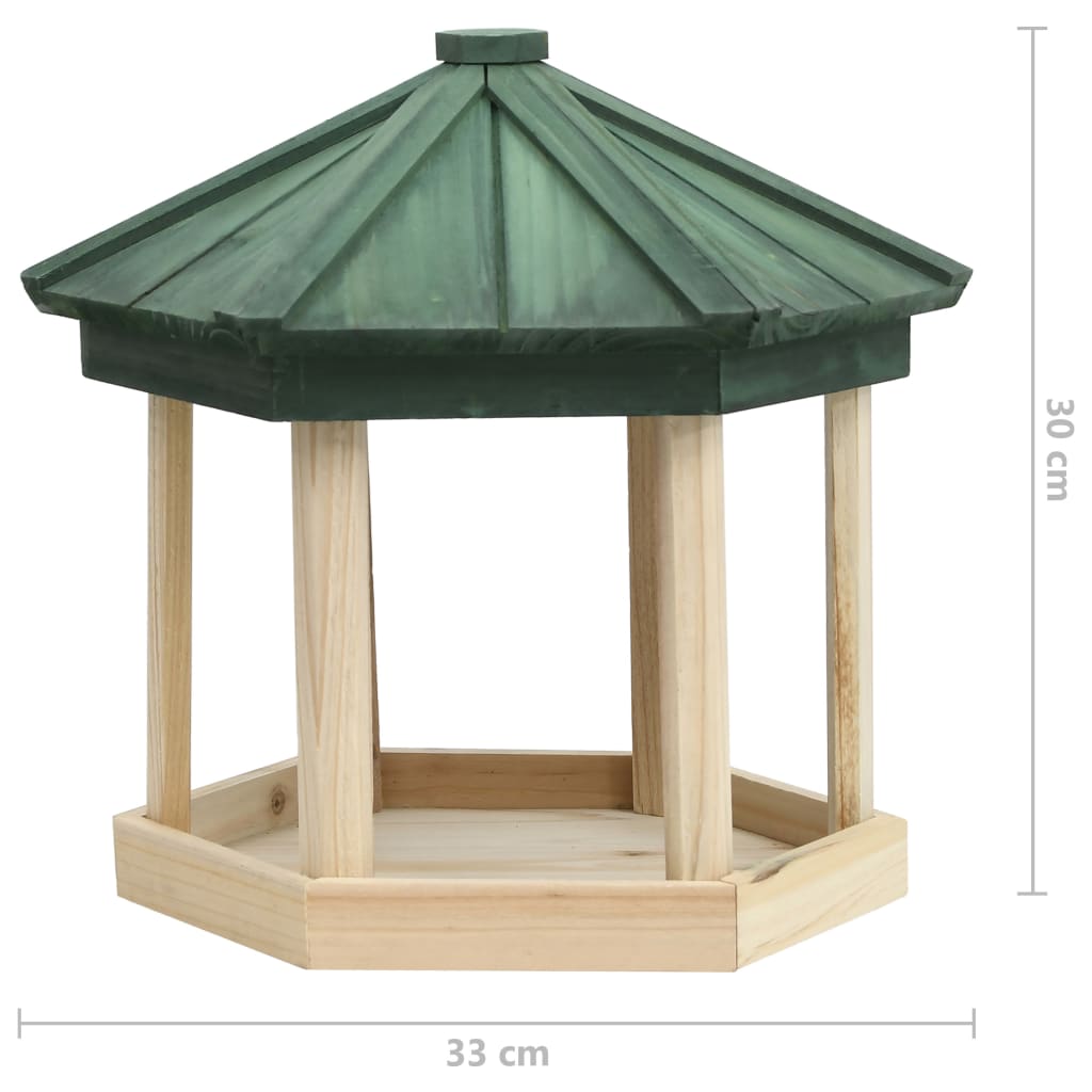 vidaXL Vogelfutterhaus Achteck Tanne Massivholz 33x30 Vogelfutterhaus Achteck Tanne Massivholz 33x30 cm Vogelhäuschen