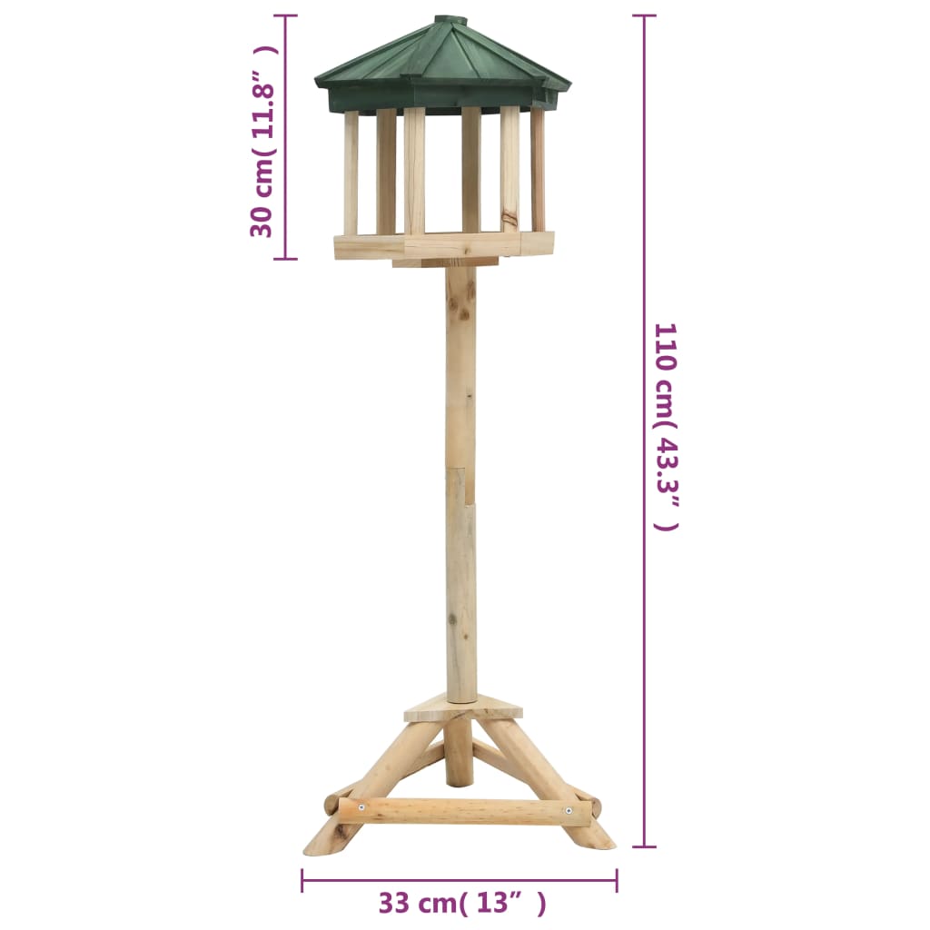 Vogelfutterhaus mit Ständer Tanne Massivholz 33x106 cm Futterstation Vogelhaus