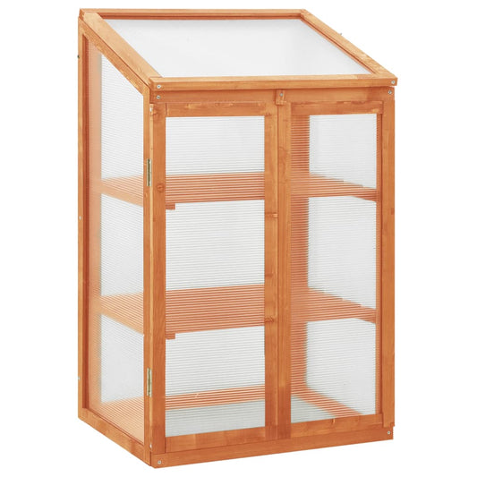 Gewächshaus 60x45x100 cm Tannenholz Anzuchtgewächshaus Treibhaus Braun