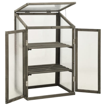 Gewächshaus 60x45x100 cm Tannenholz Anzuchtgewächshaus Treibhaus Anthrazit