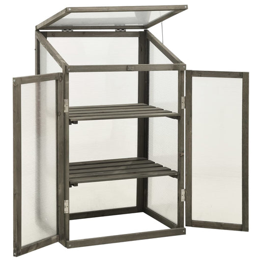 Gewächshaus 60x45x100 cm Tannenholz Anzuchtgewächshaus Treibhaus Anthrazit