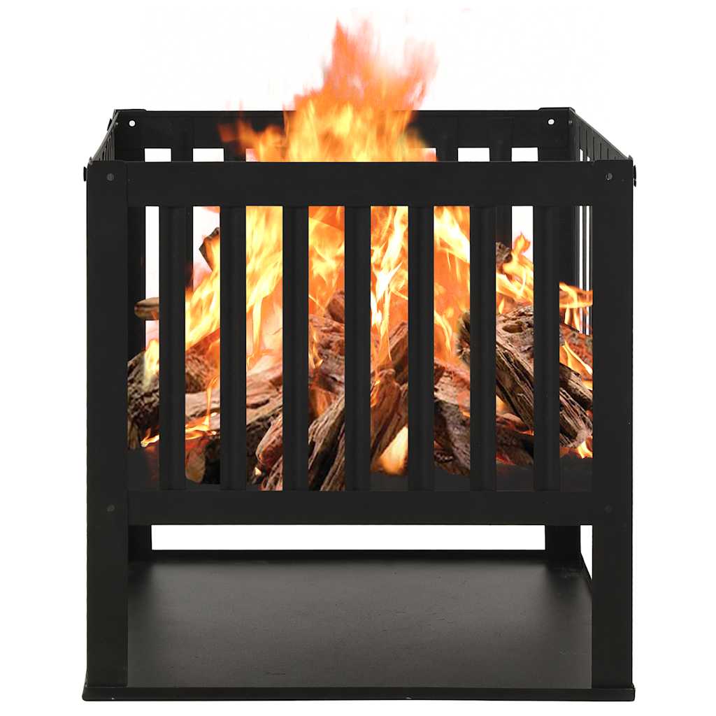 Feuerstelle 40x40x40 cm Stahl Schwarz Firepit Feuerkorb quadratisch