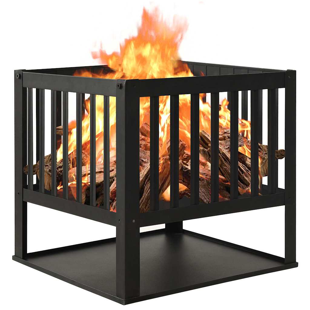 Feuerstelle 40x40x40 cm Stahl Schwarz Firepit Feuerkorb quadratisch