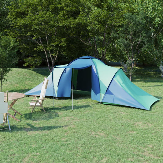 Campingzelt 6 Personen Familienzelt Blau Grün 576x235x190 cm Gruppenzelt 2 Kabinen