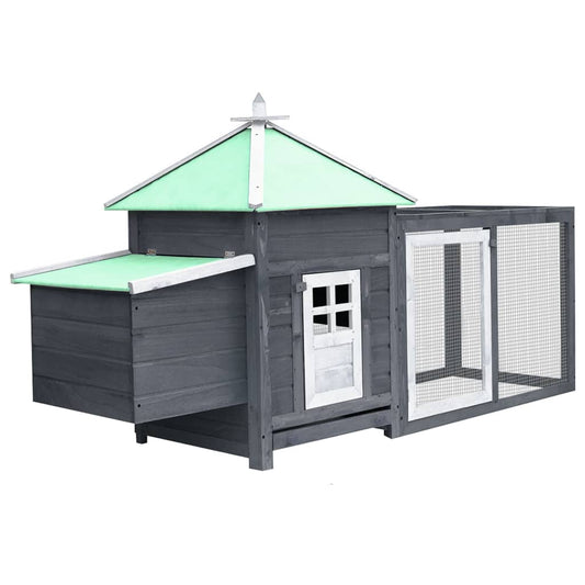 Hühnerstall mit Nistkasten Grau 193x68x104 cm Tanne Massivholz Hühnerhaus