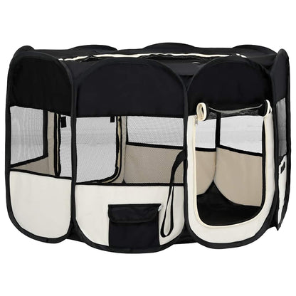 vidaXL Foldable Puppy Playpen with Carrying Bag Black 125x125x61 cm
