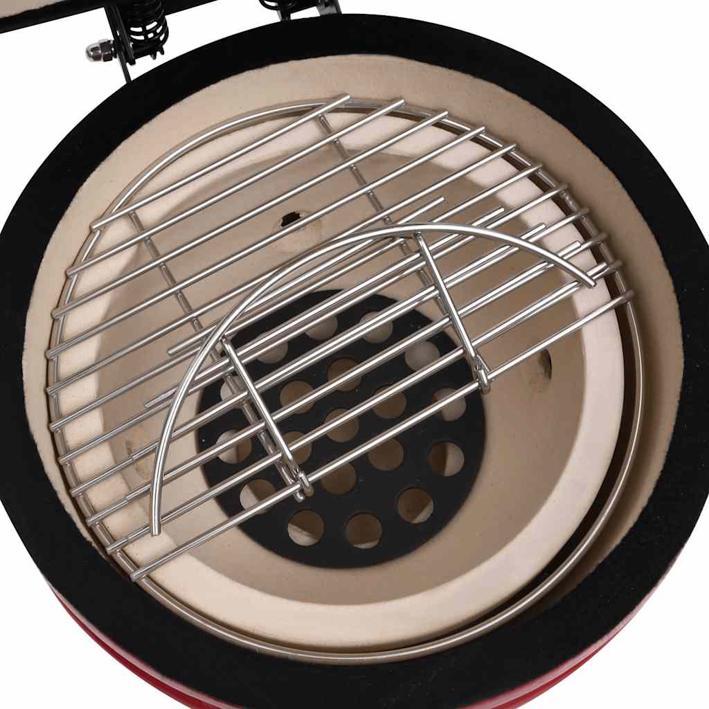 Kamado Barbecue Grill und Smoker Keramik 56 cm Temperaturanzeige Rot BBQ