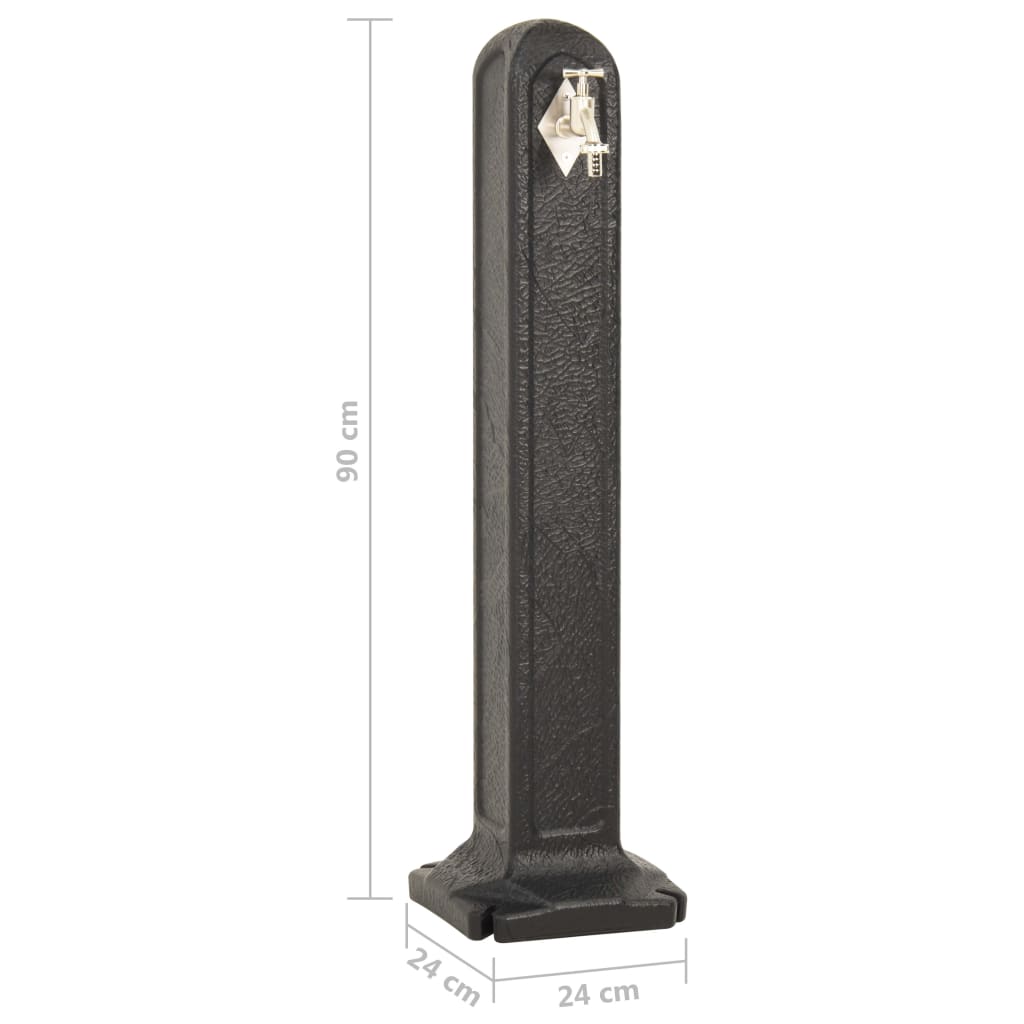 Wasserzapfsäule 90cm HDPE Anthrazit Garten Wasserhahn Wasserstelle
