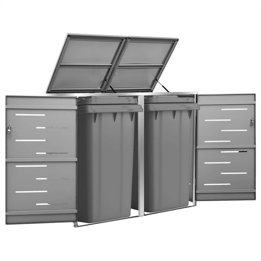 Mülltonnenbox 2 Tonnen 138x77,5x115,5 cm Edelstahl anthrazit Mülltonnenverkleidung