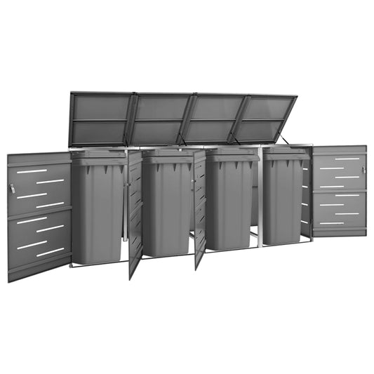 Mülltonnenbox 4 Tonnen 276,5x77,5x115,5 cm Edelstahl anthrazit Mülltonnenverkleidung