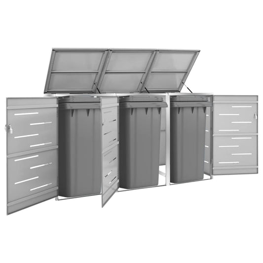 Mülltonnenbox für 3 Tonnen Edelstahl 207x77,5x115 cm rostfrei