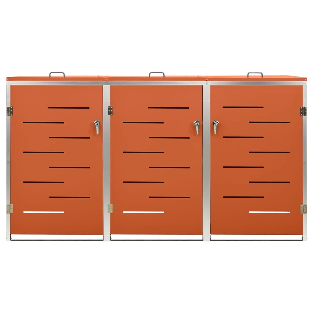 Mülltonnenbox 3 Tonnen 207x77,5x115 cm Edelstahl orange Mülltonnenverkleidung