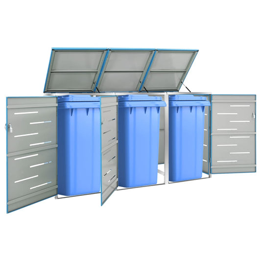 Mülltonnenbox für 3 Tonnen 207x77,5x115 cm Edelstahl blau Mülltonnenverkleidung