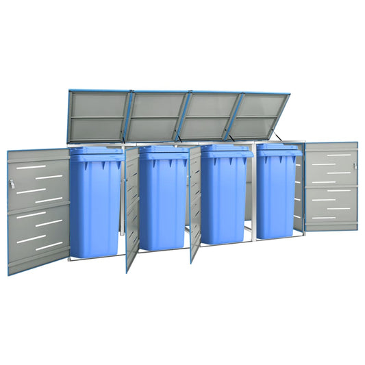 Mülltonnenbox 4 Tonnen 276,5x77,5x115,5 cm Edelstahl blau Mülltonnenverkleidung
