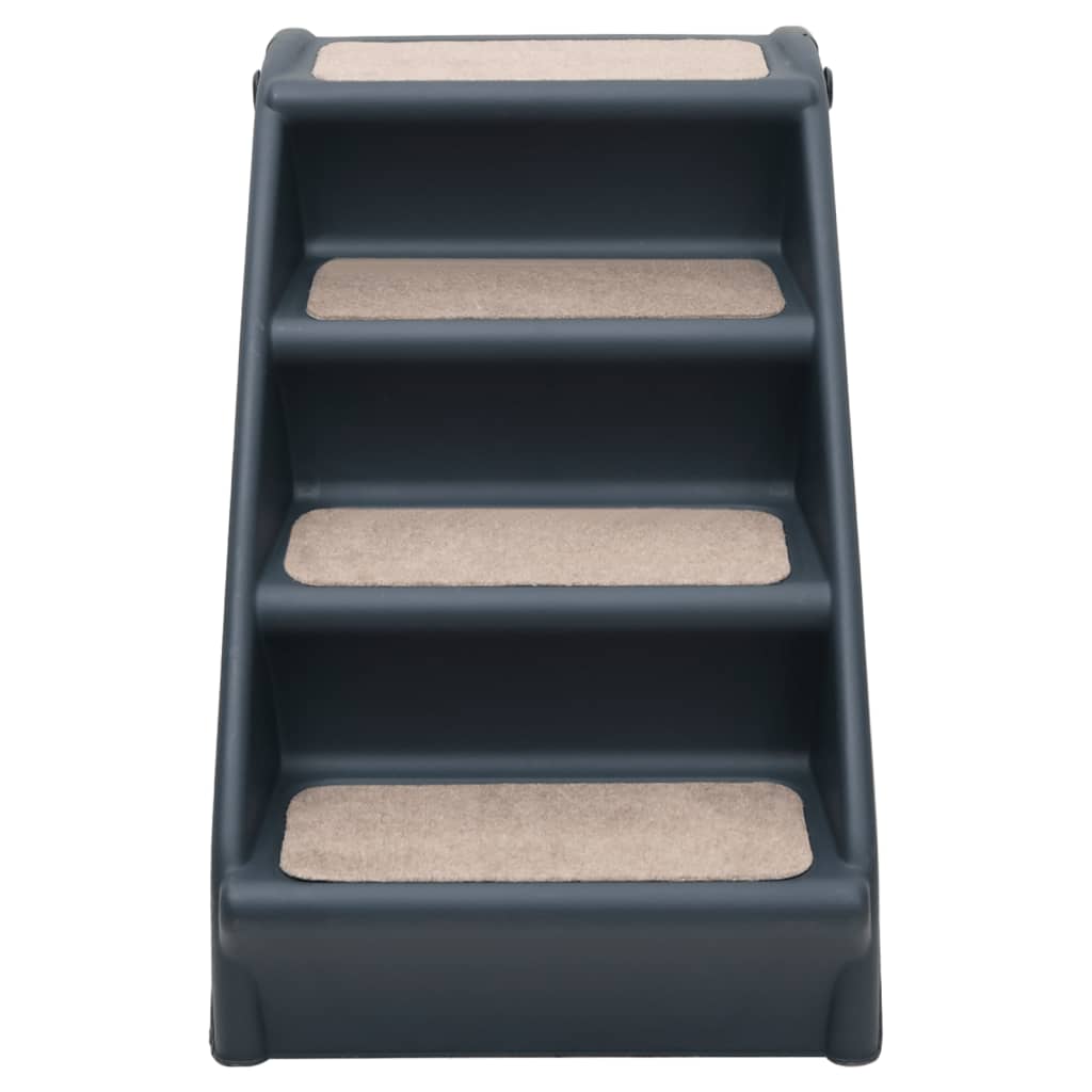 Hundetreppe Klappbar Grau 62x40x49,5 cm 4 Stufen Aufstiegshilfe Tiertreppe