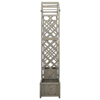 vidaXL Garden Pergola with Flower Box, Grey, Solid Fir Wood