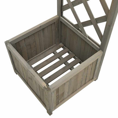 vidaXL Garden Pergola with Flower Box, Grey, Solid Fir Wood