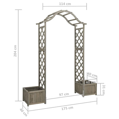 vidaXL Garden Pergola with Flower Box, Grey, Solid Fir Wood