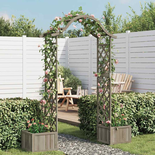 Garten-Pergola mit Blumenkasten Grau Massivholz Tanne Spalier Rankhilfe