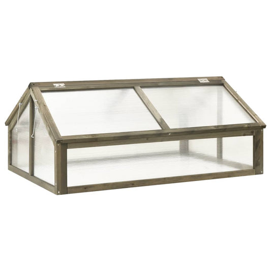 Gewächshaus Grau Holz 114x80x50 cm Treibhaus Frühbeet