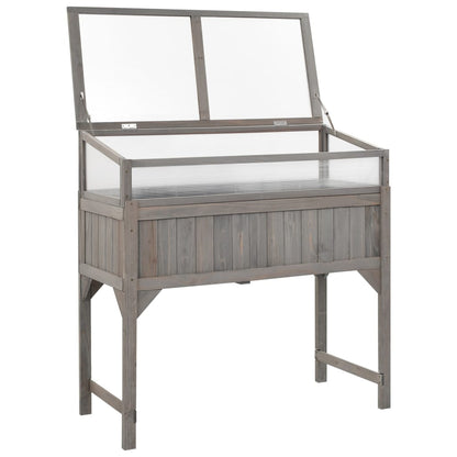 vidaXL Raised Bed with Greenhouse 110x54x120 cm Solid Fir Wood