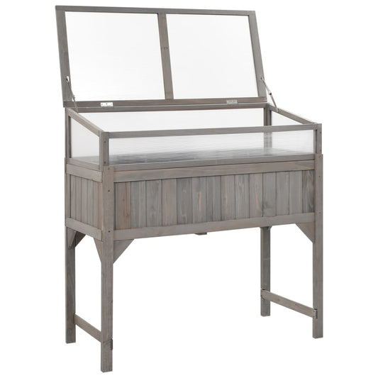 vidaXL Raised Bed with Greenhouse 110x54x120 cm Solid Fir Wood